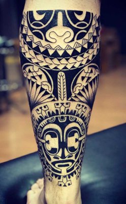  Tatouage maori, polynésien du mollet